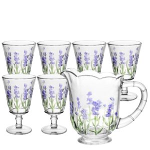 Jarra e Taças Cristal de Chumbo Lavanda 1,3litros/240ml Lyor