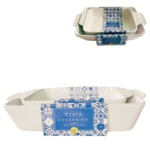 Assadeiras e Travessas Porcelana Branca 2pçs 2,5lts e1,5lts Evora