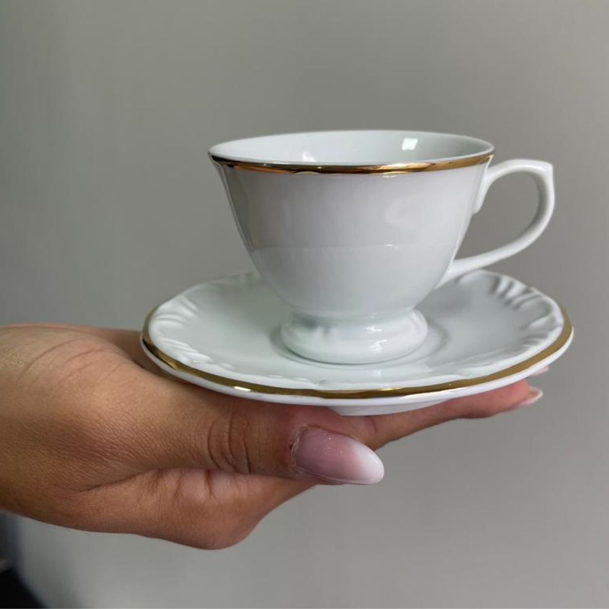 Jogo Xícara p/ Café 6un 50ml Pomerode Filete Ouro Porcelana Schmidt - Image 3