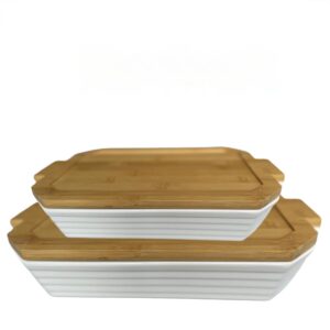 Assadeira,Travessa Branca c/ Tp Bambu 2un Galway