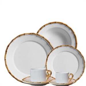 Aparelho de Jantar e Chá 42pçs Linha Bambu 1a Linha Cerâmica Scalla