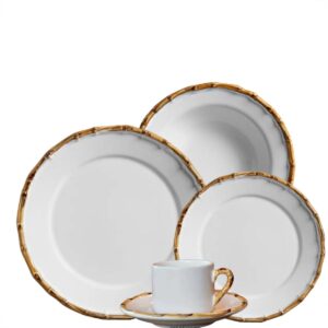 Aparelho de Jantar e Chá 30pç Linha Bambu 1a Linha Cerâmica Scalla