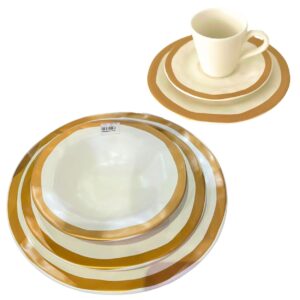 Sousplat e Jantar Completo Bege com Filete Amassada 36un Scalla