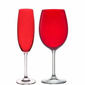 Jogo Taças Champanhe, Vinho Cristal Gastro Vermelha  12un Bohemia