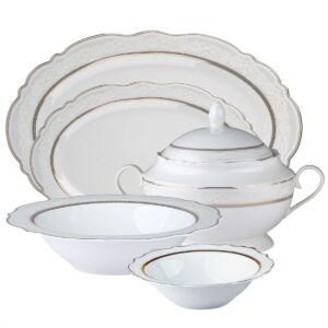 Baixela Servir, Travessas e Saladeira e Sopeira Trèsor 5pç Filete Ouro