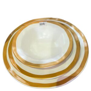 Prato Raso,Fundo e Sousplat Bege com Filete Amassada 18un Scalla