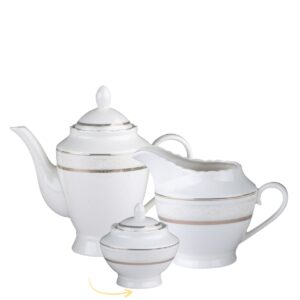 Jogo para Chá 3pç Porcelana New Bone Trèsor Filete Ouro