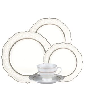 Aparelho de Jantar e Chá 30pçs Trèsor Porcelana New Bone Filete Dourado