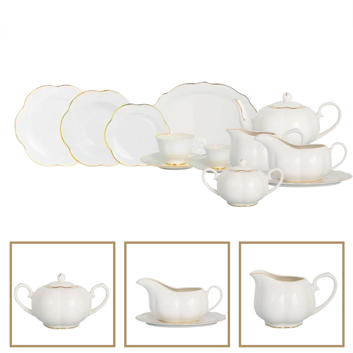 Baixela e Serviço Jantar Camelia 48pç Porcelana L'Hermitage