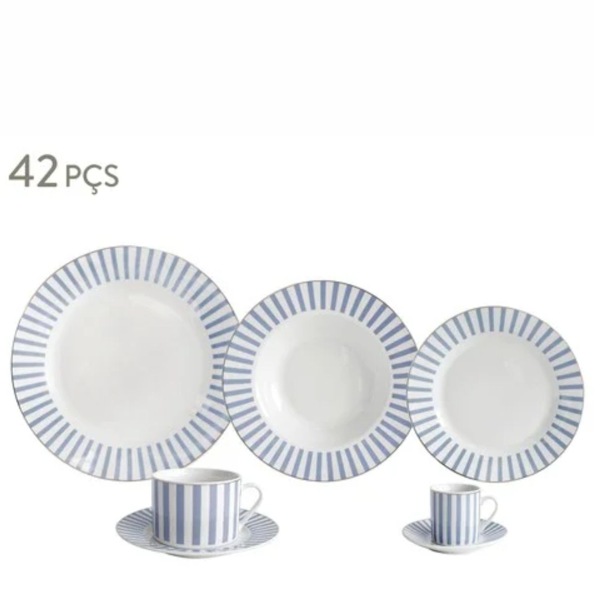 Aparelho de Jantar e Chá 42pçs Charming Azul Porcelana Borda Ouro L`Hermitage