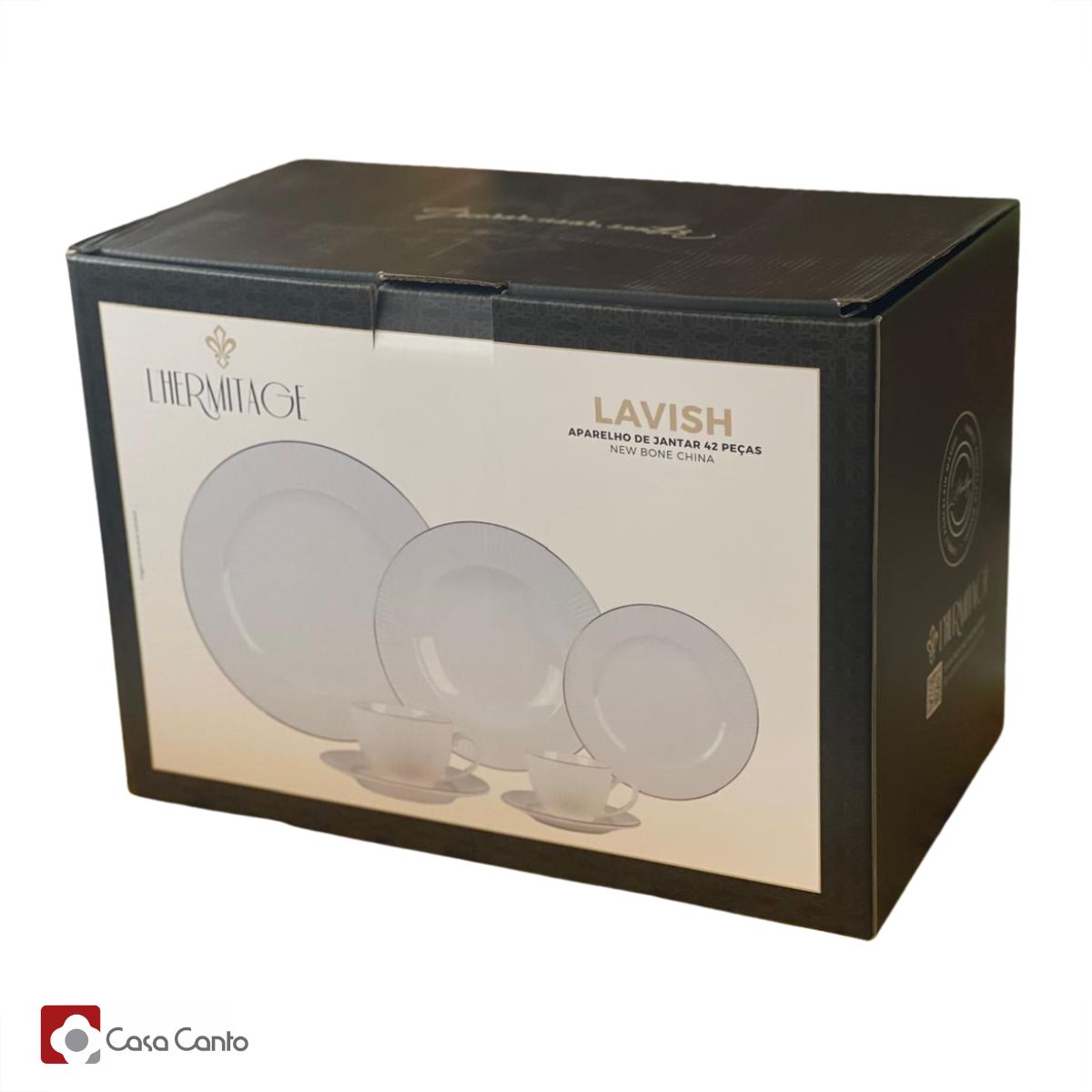 Aparelho de Jantar e Chá 30pçs Lavish Relevo Porcelana New Bone L`Hermitage - Image 6