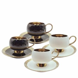 Jogo Xícaras para Cafe Thari 4un 120ml Borda Dourada L'Hermitage