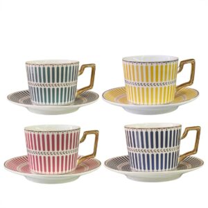 Jogo Xícaras para Chá Olimpo 4un 200ml Borda Dourada L'Hermitage