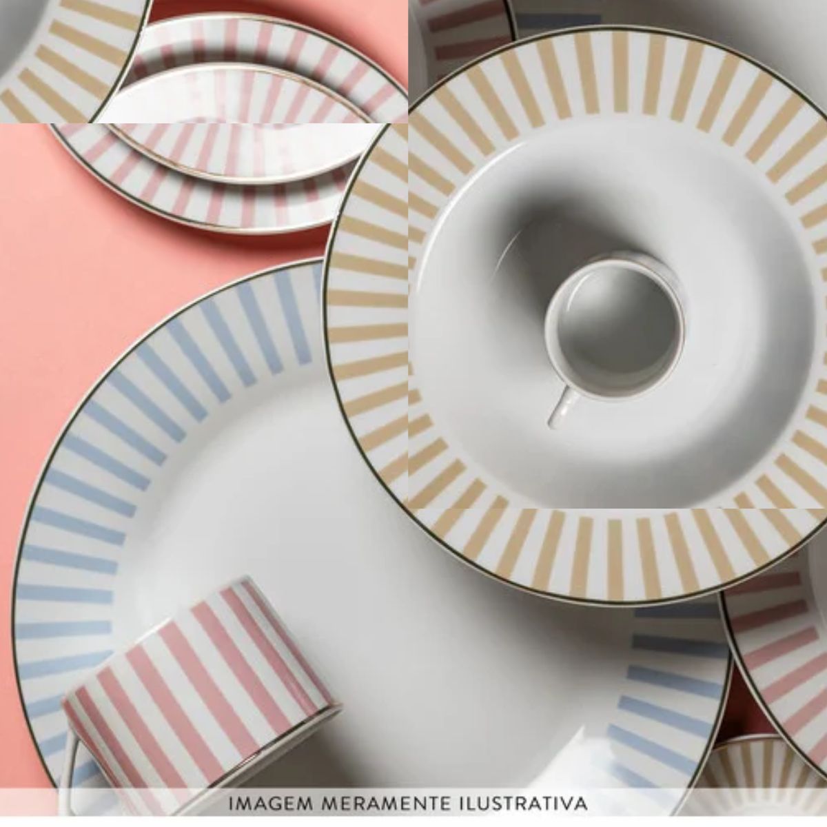 Aparelho de Jantar e Chá 42pçs Charming Azul Porcelana Borda Ouro L`Hermitage - Image 5