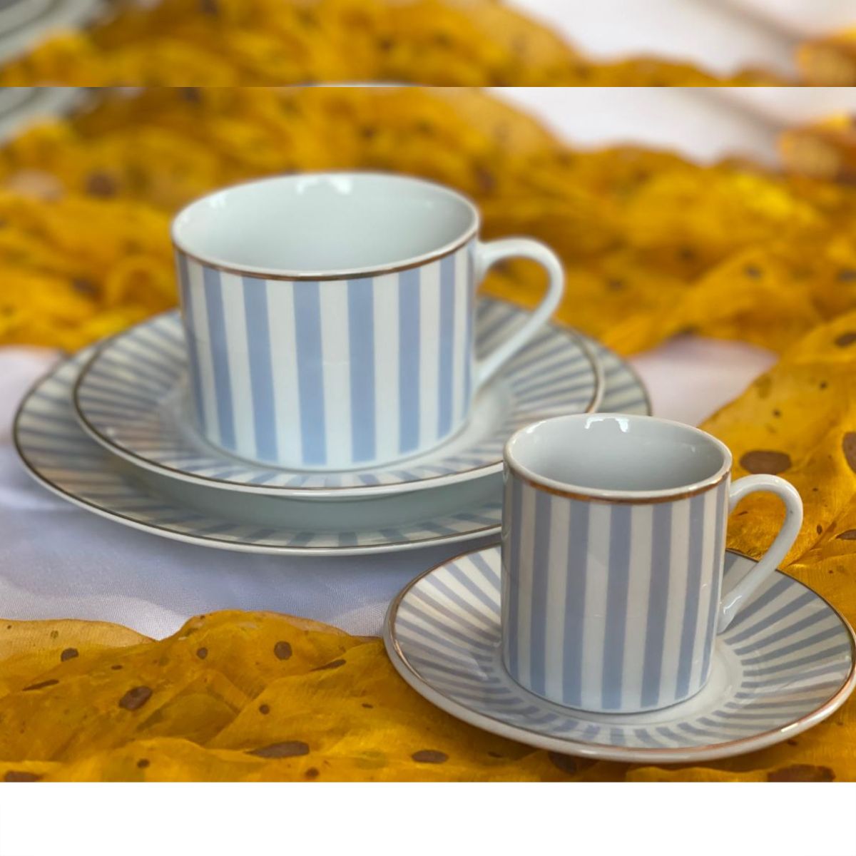 Aparelho de Jantar e Chá 42pçs Charming Azul Porcelana Borda Ouro L`Hermitage - Image 4