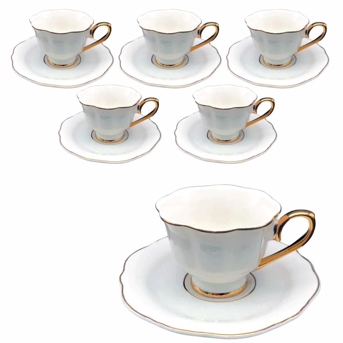 Xicara para Chá Charmant Porcelana New Bone Borda Dourada 240ml l'Hermitage - Image 2
