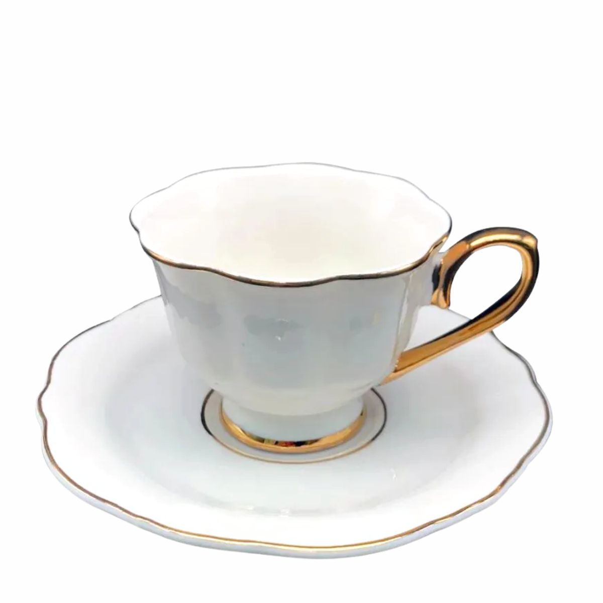 Xicara para Chá Charmant Porcelana New Bone Borda Dourada 240ml l'Hermitage