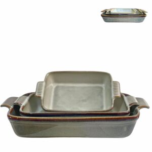 Assadeiras e Travessas c/Alça Cor Jade 3pç L`Hermitage