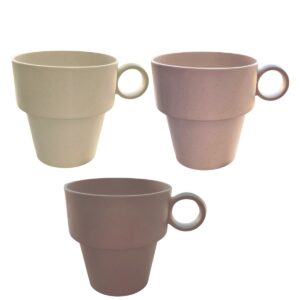 Xícara Chá Empilhável de Fibra Bambu 6un 3 cores 210ml