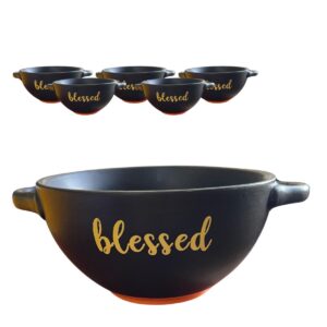 Bowl Consumê Preto/Laranja 12x7cm 6un 400ml Cerâmica BonGourmet