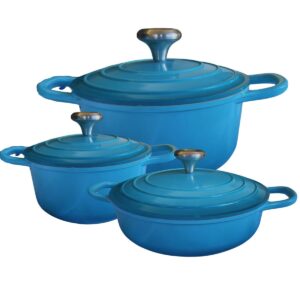 Panelas Caçarolas Cerâmica 3peças 4mm Indução Azul Chef Florença