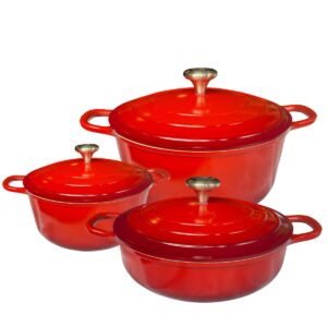 Panelas Caçarolas Cerâmica 3 peças 4mm Indução Vermelho Chef Florença