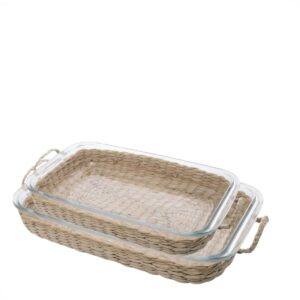 Travessa e Assadeira Refratárias 2un com Suporte de Fibra Natural Wolff