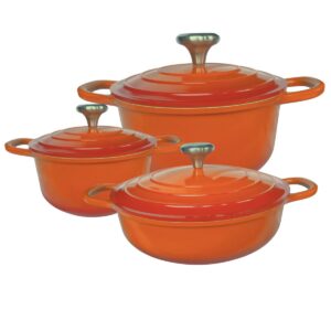 Panelas Caçarolas Cerâmica 3 peças 4mm Indução Laranja Chef Florença