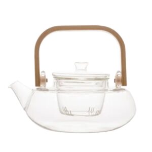 Chaleira de Vidro Resistente ao Calor Alça de Bambu 800ml Wolff