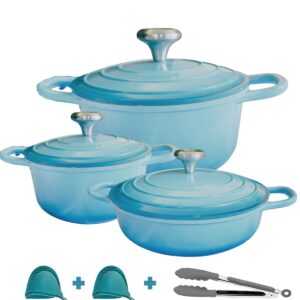 Panelas Caçarolas Cerâmica 3 peças 4mm Indução Azul Claro Chef Florença