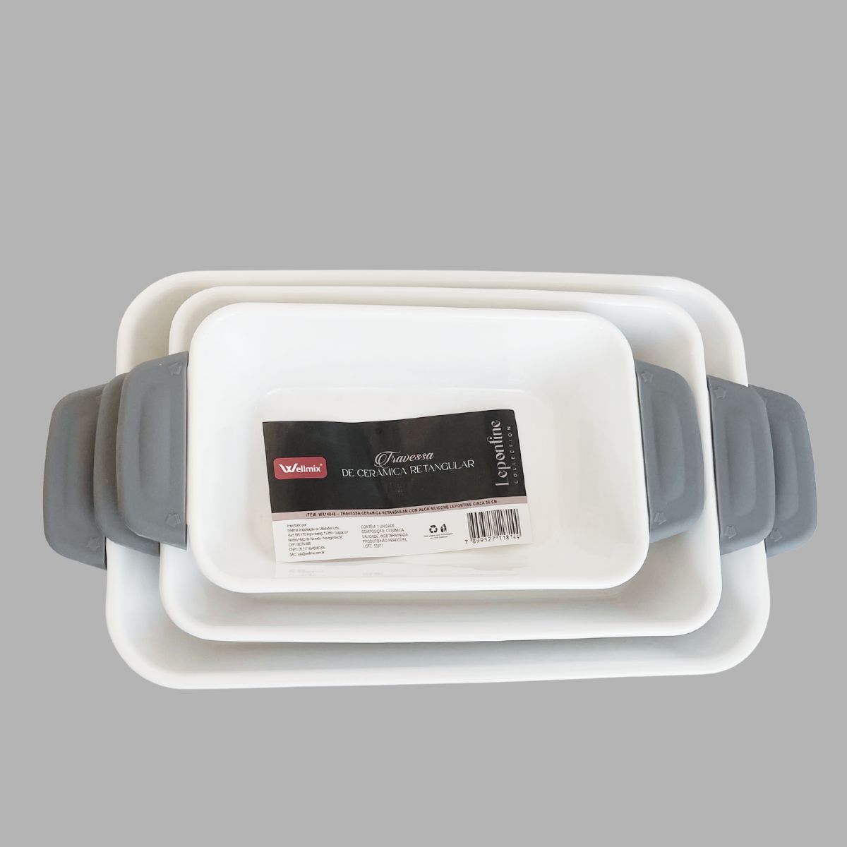 Assadeiras e Travessas Retangulares Branca com Alça Silicone 3pçs Lepontine - Image 6