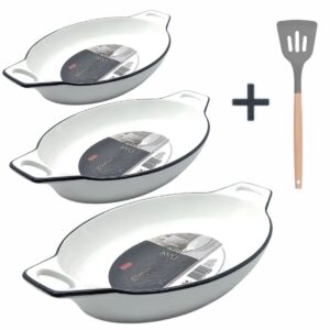 Assadeira Travessa Oval 3un c/Alça Branca e Fio Preto Forno Pizol