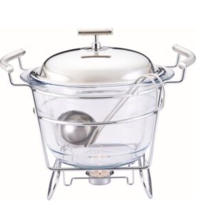 Rechaud Redondo para Sopa 4lt Vidro com Suporte Tampa e Concha Inox Fracalanza