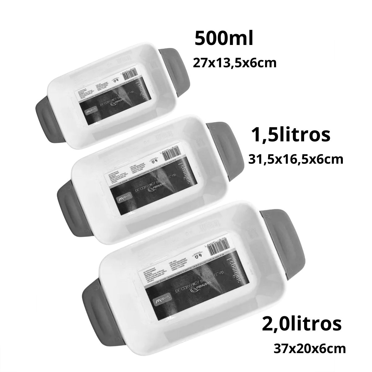 Assadeiras e Travessas Retangulares Branca com Alça Silicone 3pçs Lepontine - Image 3