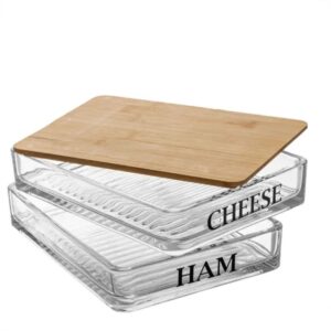 Porta Frios de Vidro com Tampa de Bambu 20x15x8cm Wolff