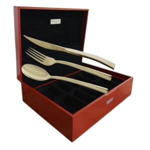 Faqueiro Ravel Aço Inox Champanhe com Estojo Madeira 101pç Fracalanza