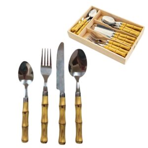 Faqueiro Bambu Aço Inox 24pç com Caixa Bon Gourmet
