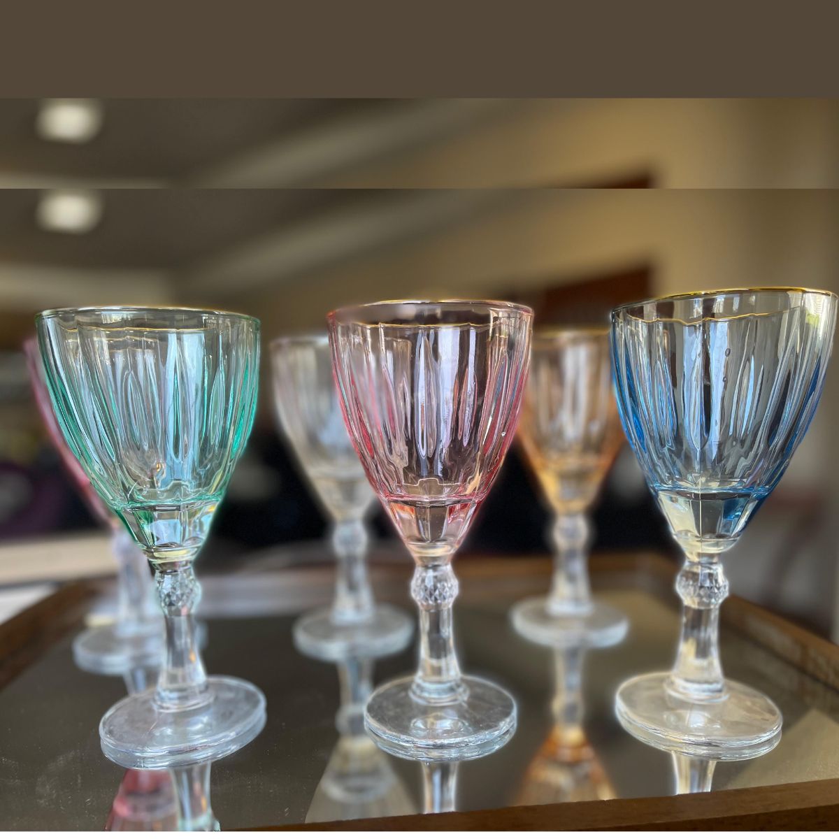 Jogo Taças Dominic Borda Dourada Colorida 275ml 6pc Hauskraft - Image 2