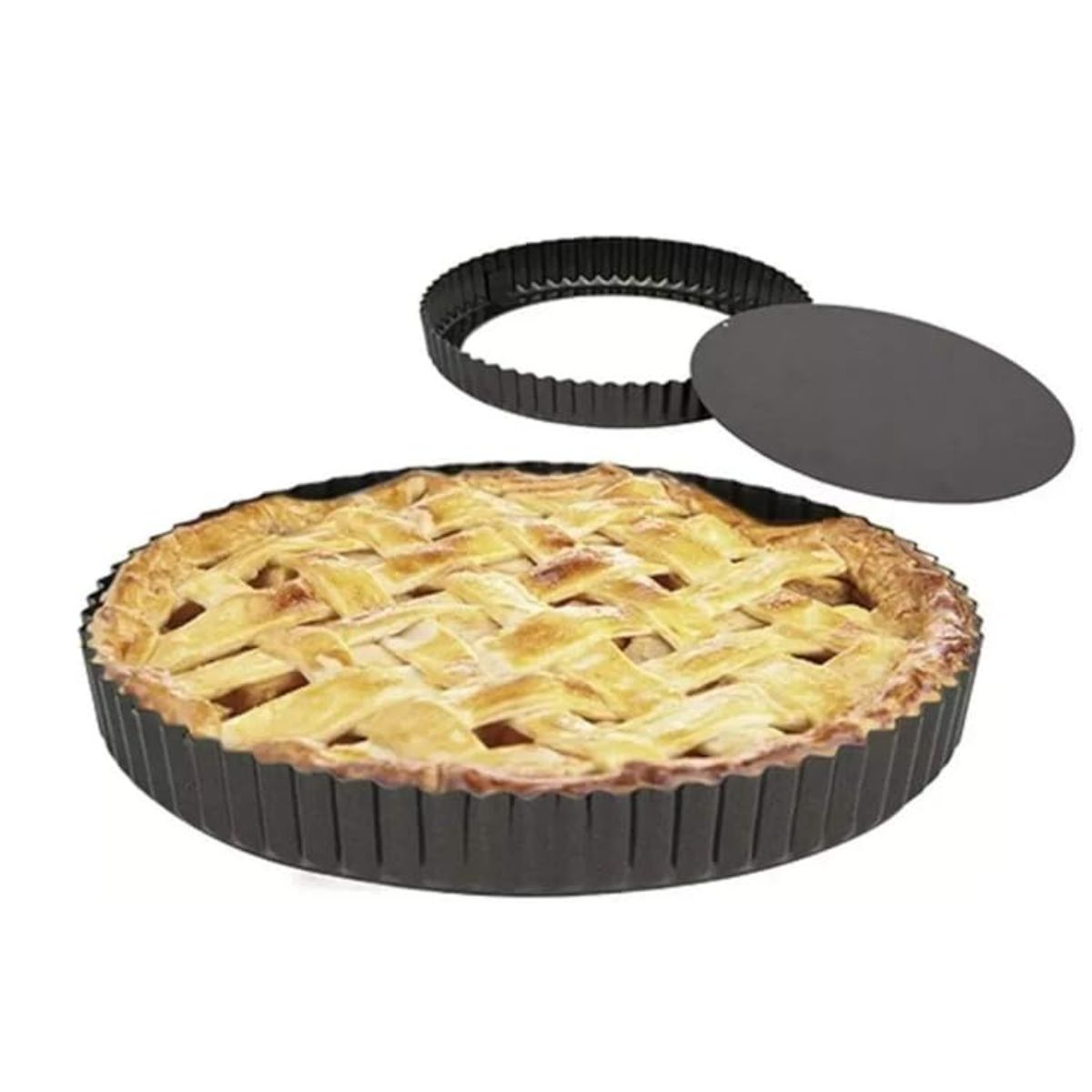 Forma para Torta Fundo Removível Antiaderente de Aço Carbono Preta 24x3cm 1,2l - Image 3