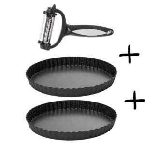 Forma para Torta Fundo Removível Antiaderente de Aço Carbono Preta 24x3cm 1,2l