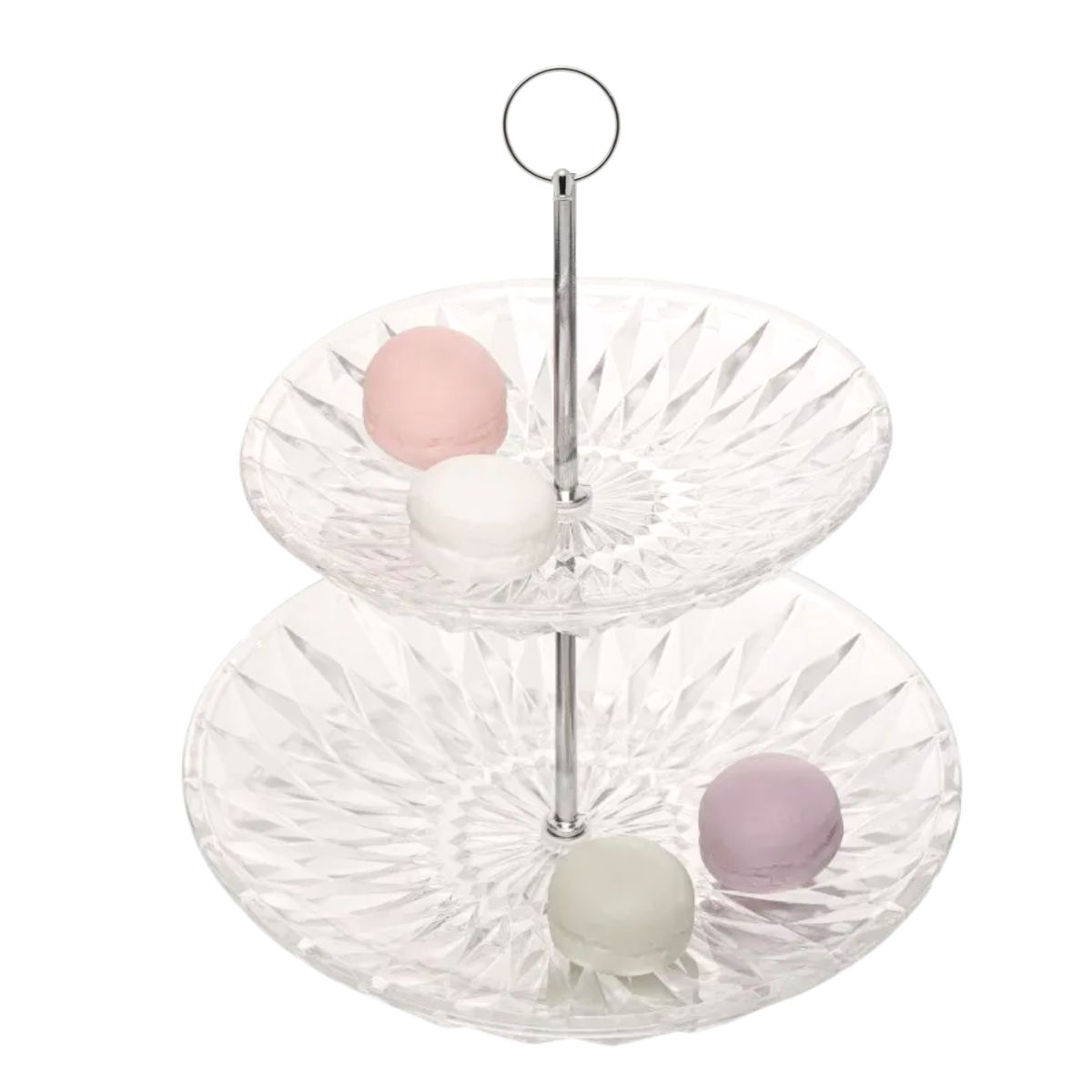 Prato para Bolo e Doces Cristal Diamond 2 Andares 24,5 e 19,5cm Lyor - Image 2