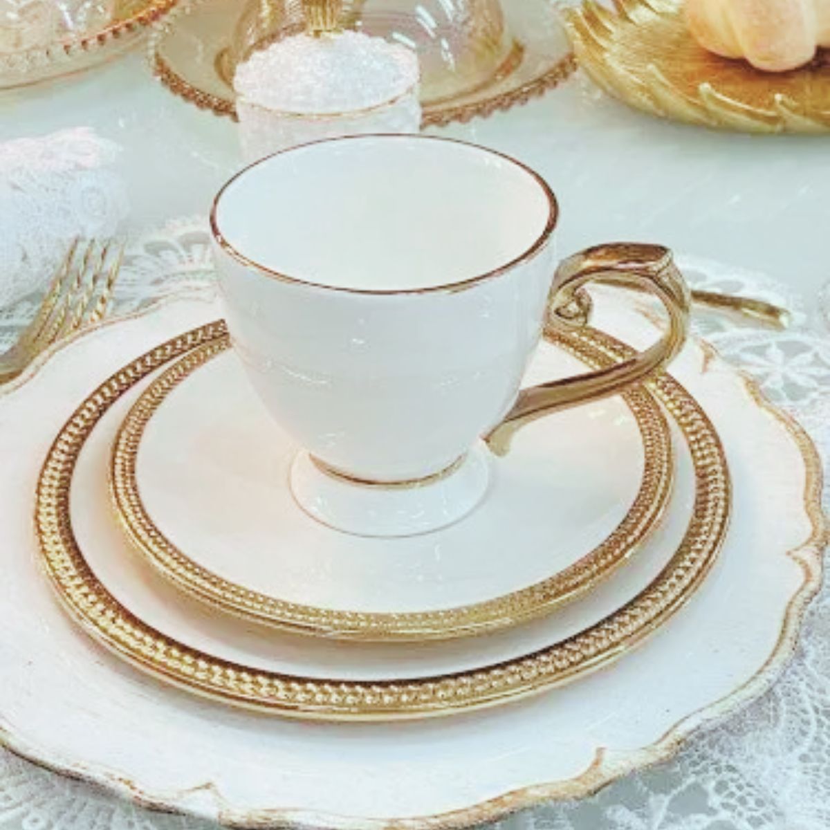 Kit Mesa Café Xícara Chá, Prato Sobremesa e Prato Bolo 13pç Paddy Porcelana Wolff - Image 2