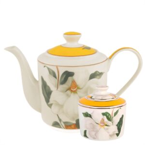 Bule e Açucareiro Blummen New Bone Filete Dourado 2pç L'Hermitage