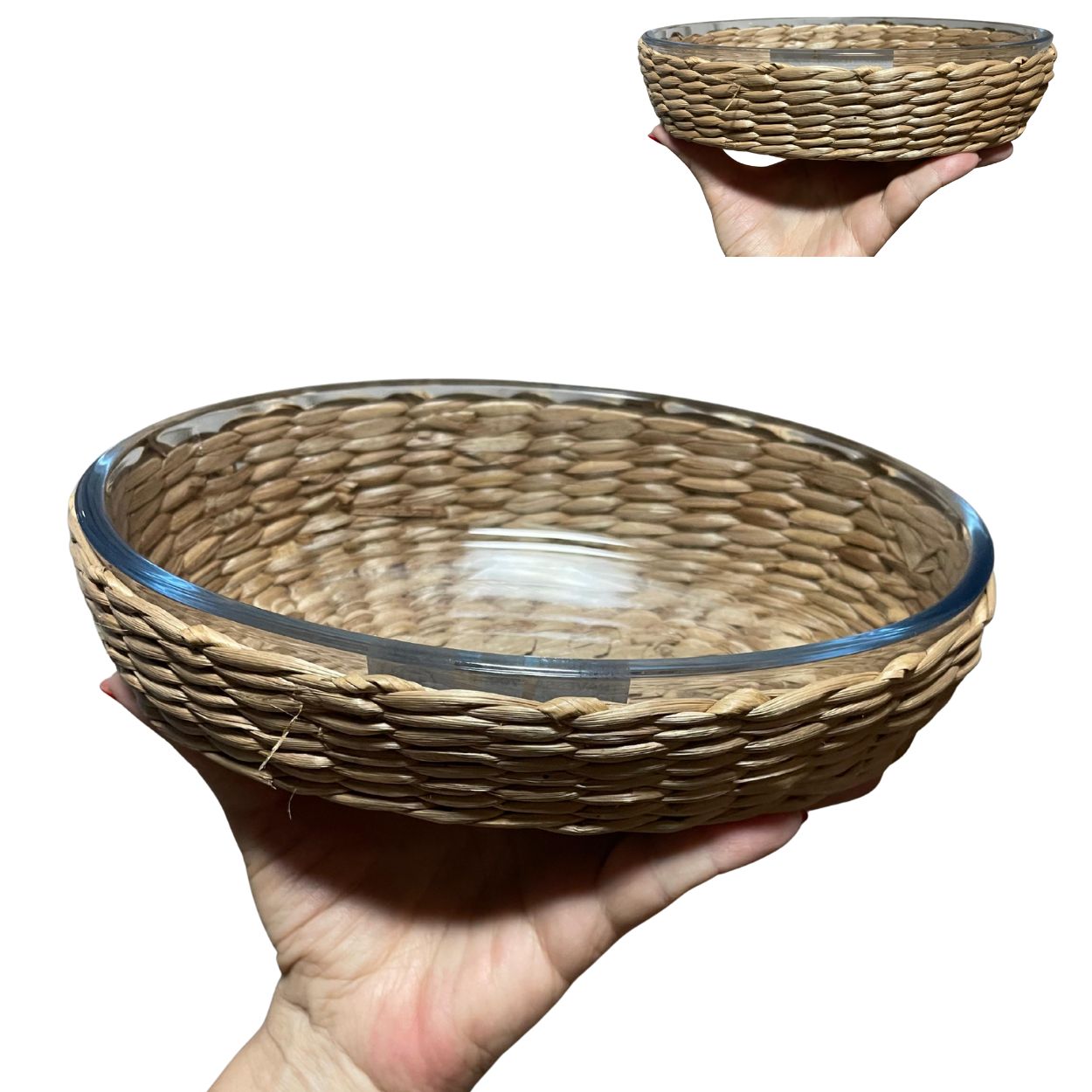 Travessa Assadeira Refratária Oval 700ml 21x13,5x5cm com Suporte de Rattan - Image 3