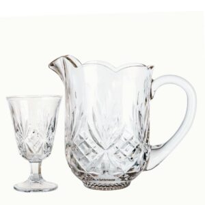 Jogo de Jarra e Taças para Água Cristal Ecológico Lapidadas 7pç L`Hermitage