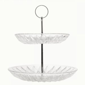 Prato para Bolo e Doces Cristal Diamond 2 Andares 24,5 e 19,5cm Lyor