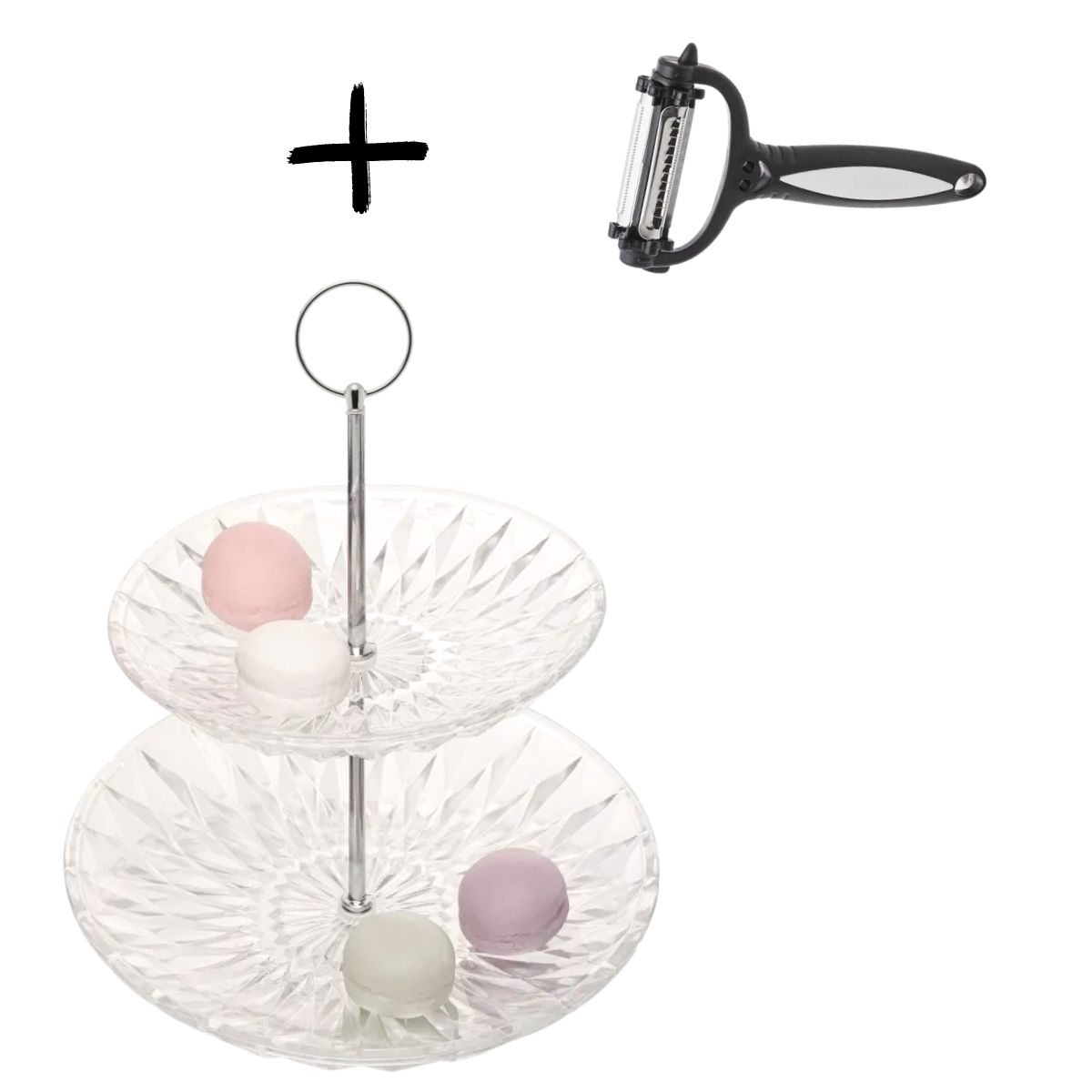Prato para Bolo e Doces Cristal Diamond 2 Andares 24,5 e 19,5cm Lyor - Image 3