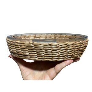 Travessa Assadeira Refratária Oval 700ml 21x13,5x5cm com Suporte de Rattan