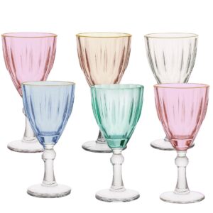 Jogo Taças Dominic Borda Dourada Colorida 275ml 6pc Hauskraft