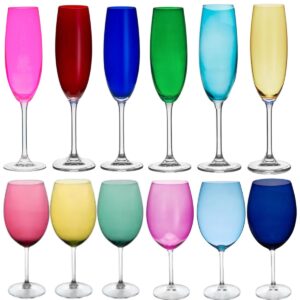 Taça Cristal Gastro Champanhe e Agua Coloridas 12un Bohemia